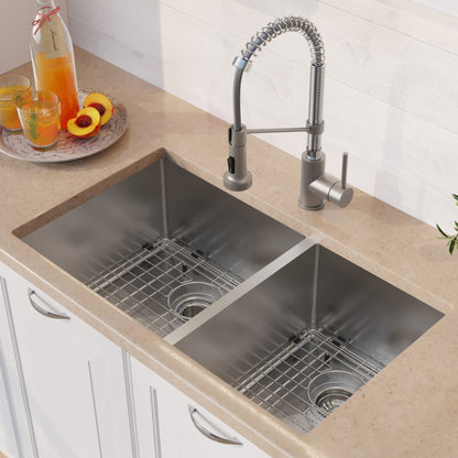 KRAUS 33" Stainless Steel Kitchen Sink and Kitchen Faucet - KHU103-33-1610-53CH