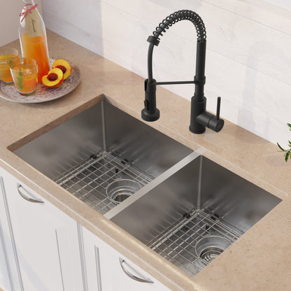 KRAUS 33" Stainless Steel Kitchen Sink and Kitchen Faucet - KHU103-33-1610-53CH