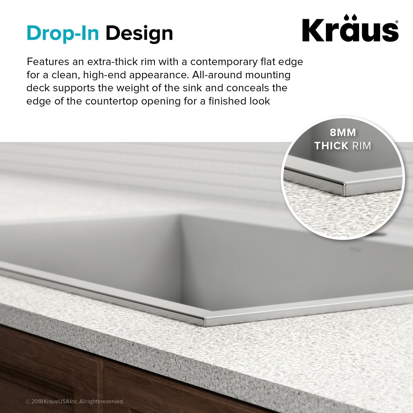 KRAUS 33" x 22" Pax Drop-In Topmount Zero-Radius Double Bowl Stainless Kitchen Sink - KP1TD33S-2