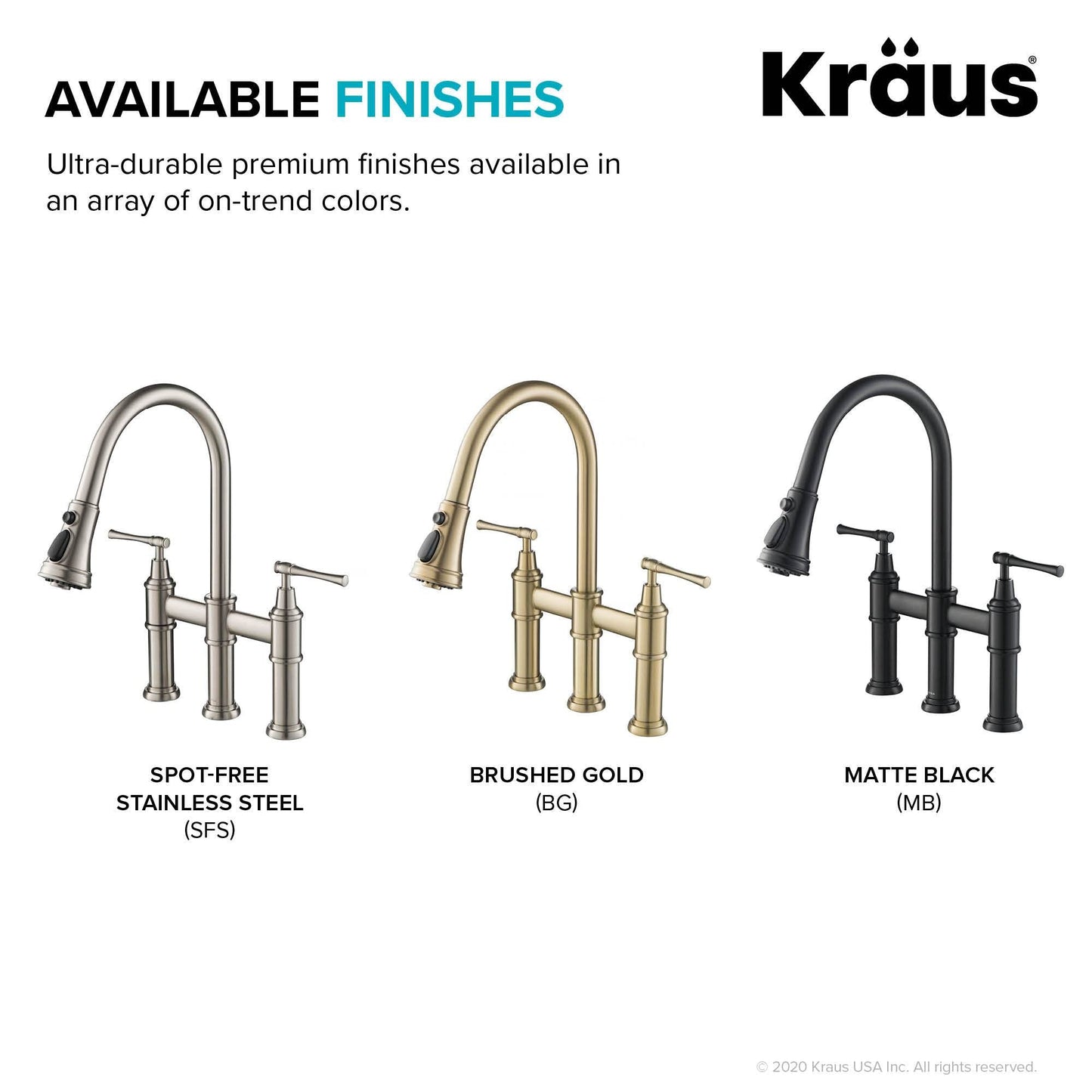 KRAUS Allyn Bridge Faucet with Pull-Down Sprayhead in Brushed Gold - KPF-3121BG