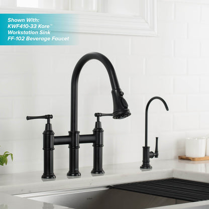 KRAUS Allyn Bridge Faucet with Pull-Down Sprayhead in Matte Black - KPF-3121MB