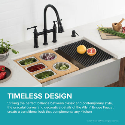KRAUS Allyn Bridge Faucet with Pull-Down Sprayhead in Matte Black - KPF-3121MB