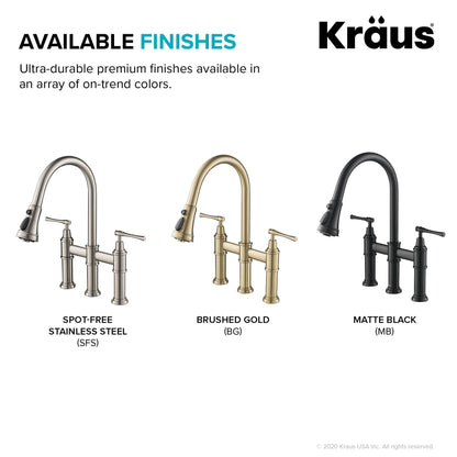 KRAUS Allyn Bridge Faucet with Pull-Down Sprayhead in Spot Free Stainless Steel - KPF-3121SFS