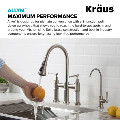 KRAUS Allyn Bridge Faucet with Pull-Down Sprayhead in Spot Free Stainless Steel - KPF-3121SFS