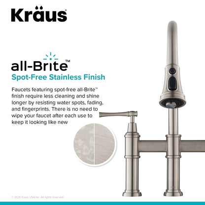 KRAUS Allyn Bridge Faucet with Pull-Down Sprayhead in Spot Free Stainless Steel - KPF-3121SFS