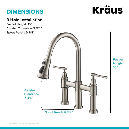 KRAUS Allyn Bridge Faucet with Pull-Down Sprayhead in Spot Free Stainless Steel - KPF-3121SFS