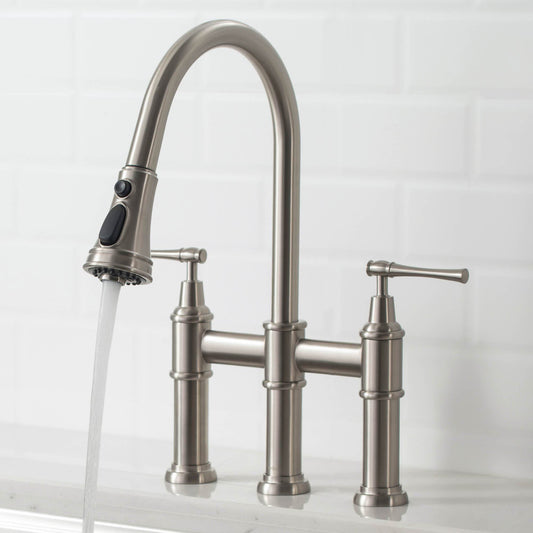KRAUS Allyn Bridge Faucet with Pull-Down Sprayhead in Spot Free Stainless Steel - KPF-3121SFS