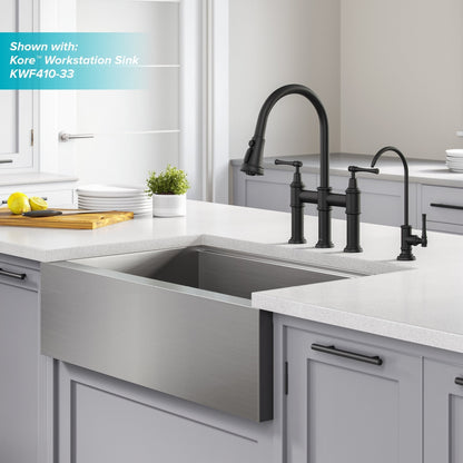 KRAUS Allyn Transitional Bridge Kitchen Faucet & Water Filter Faucet in Matte Black - KPF-3121-FF-102MB