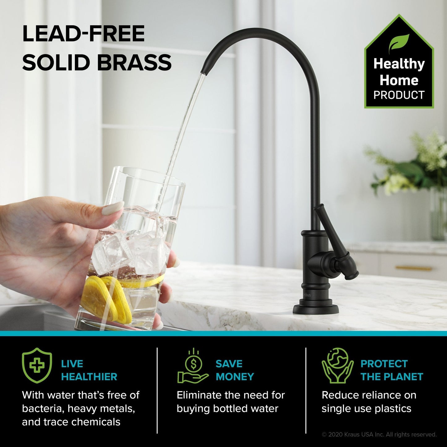 KRAUS Allyn Transitional Bridge Kitchen Faucet & Water Filter Faucet in Matte Black - KPF-3121-FF-102MB