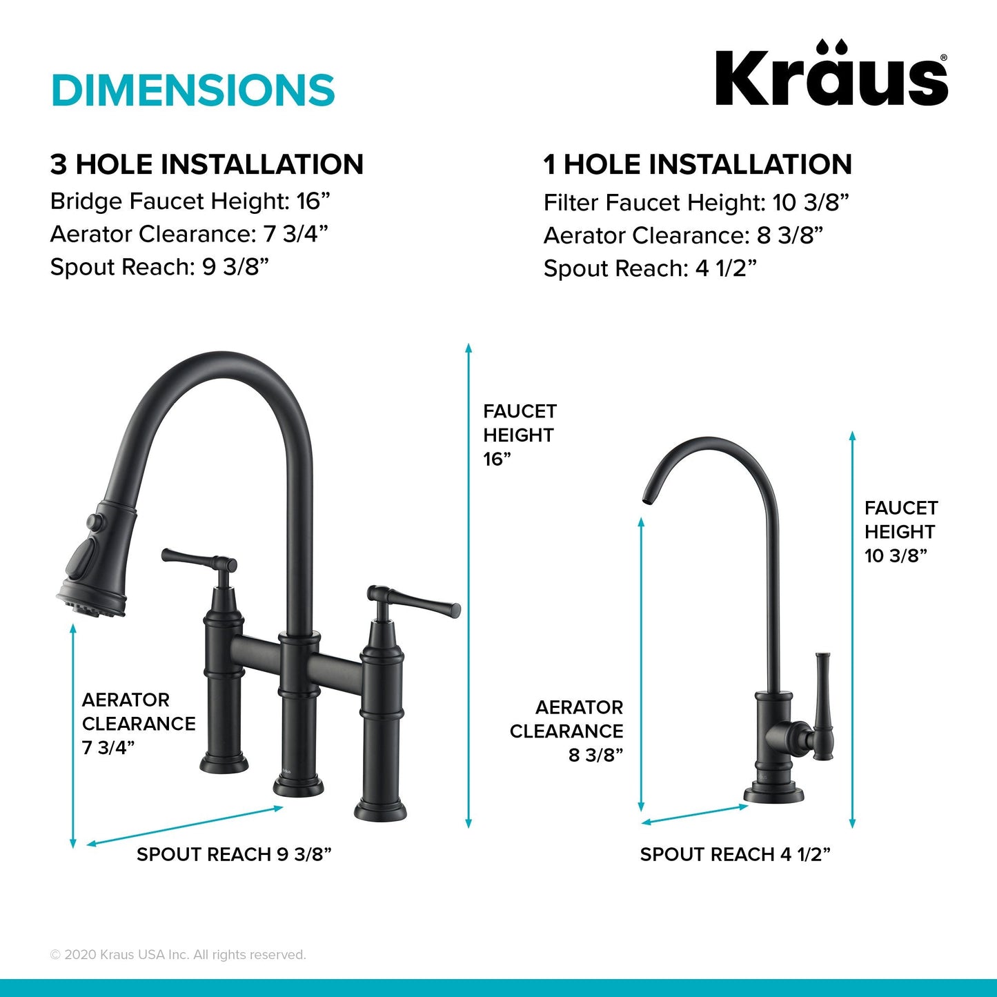 KRAUS Allyn Transitional Bridge Kitchen Faucet & Water Filter Faucet in Matte Black - KPF-3121-FF-102MB
