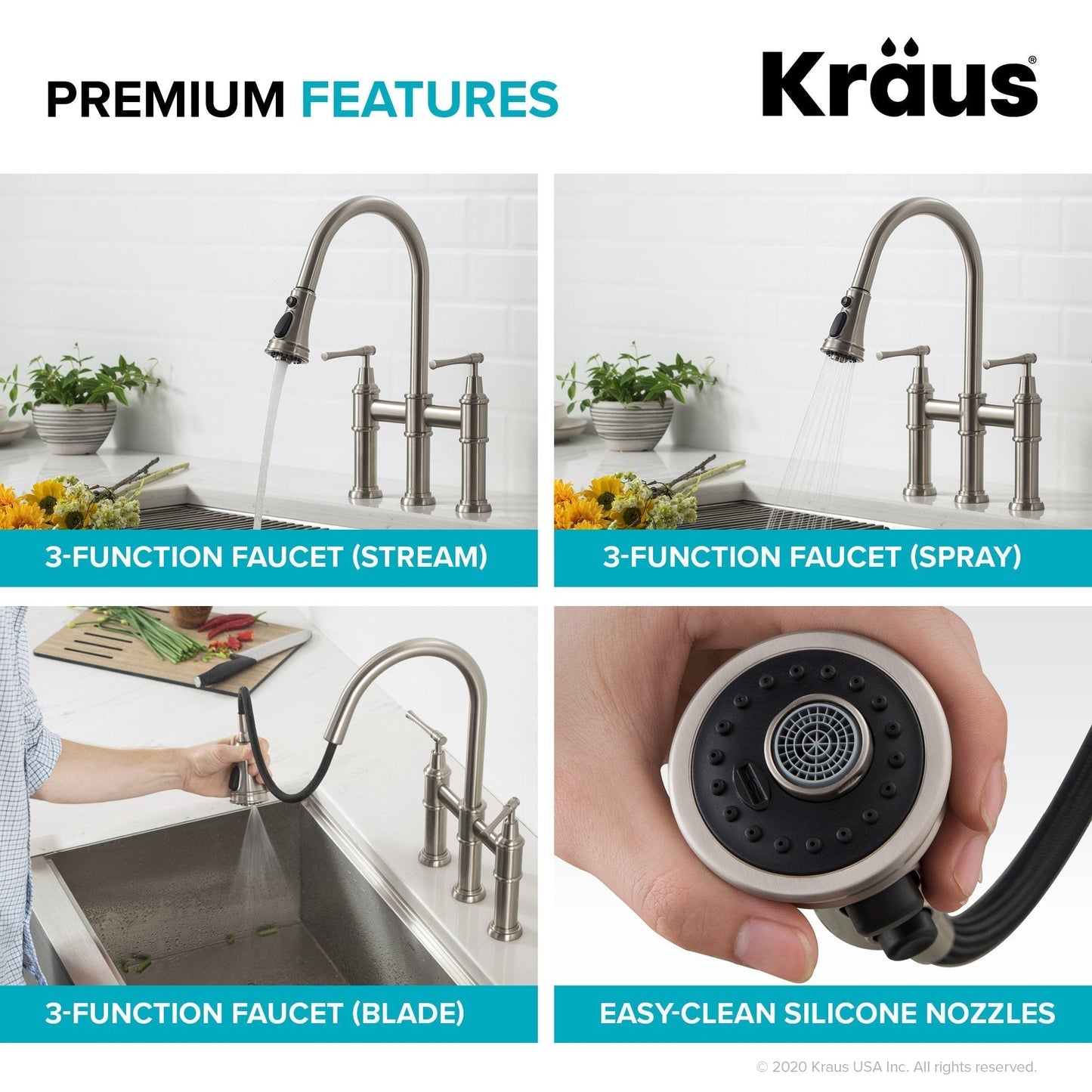 KRAUS Allyn Transitional Bridge Kitchen Faucet & Water Filter Faucet in Matte Black - KPF-3121-FF-102MB