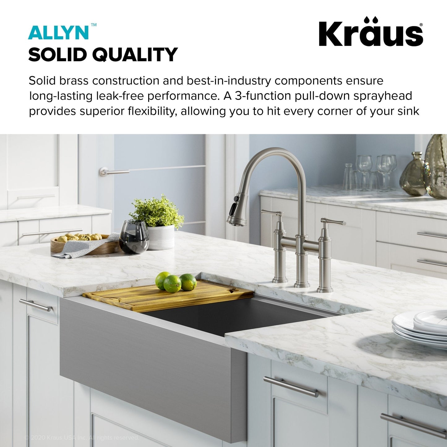 KRAUS Allyn Transitional Bridge Kitchen Faucet & Water Filter Faucet in Spot Free Stainless Steel - KPF-3121-FF-102SFS