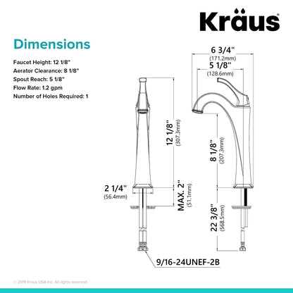 KRAUS Arlo 2-Pack Single Handle Vessel Bathroom Faucet with Pop Up Drain in Brushed Gold - KVF-1200BG-2PK
