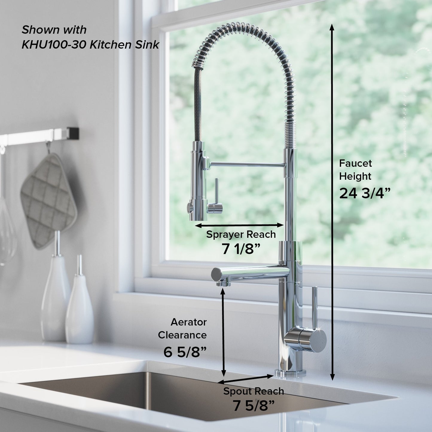 KRAUS Artec Pro 2-Function Commercial Style Pre-Rinse Kitchen Faucet in Black Stainless/Brushed Gold - KPF-1603SBBG