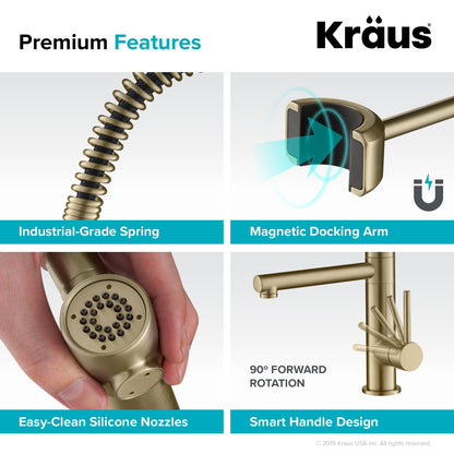 KRAUS Artec Pro 2-Function Commercial Style Pre-Rinse Kitchen Faucet in Matte Black/Black Stainless - KPF-1603MBSB