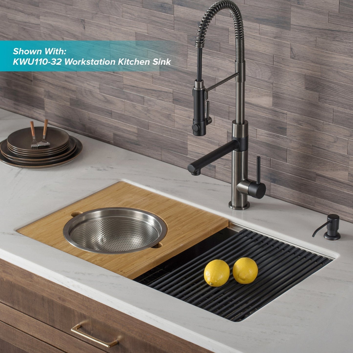 KRAUS Artec Pro 2-Function Commercial Style Pre-Rinse Kitchen Faucet in Matte Black/Black Stainless - KPF-1603MBSB