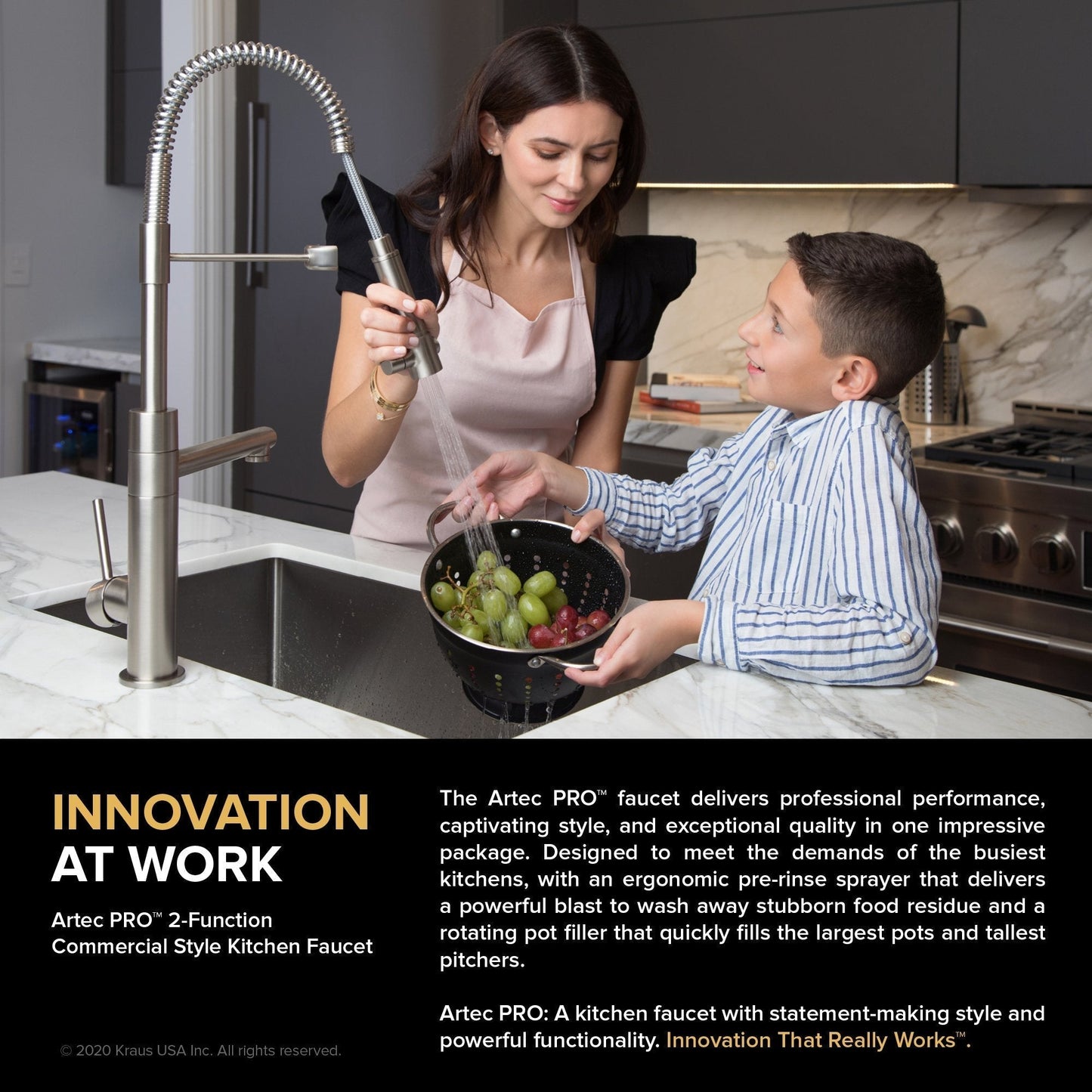 KRAUS Artec Pro 2-Function Commercial Style Pre-Rinse Kitchen Faucet in Spot Free Antique Champagne Bronze - KPF-1603SFACB