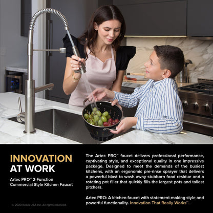 KRAUS Artec Pro 2-Function Commercial Style Pre-Rinse Kitchen Faucet in Spot Free Antique Champagne Bronze - KPF-1603SFACB
