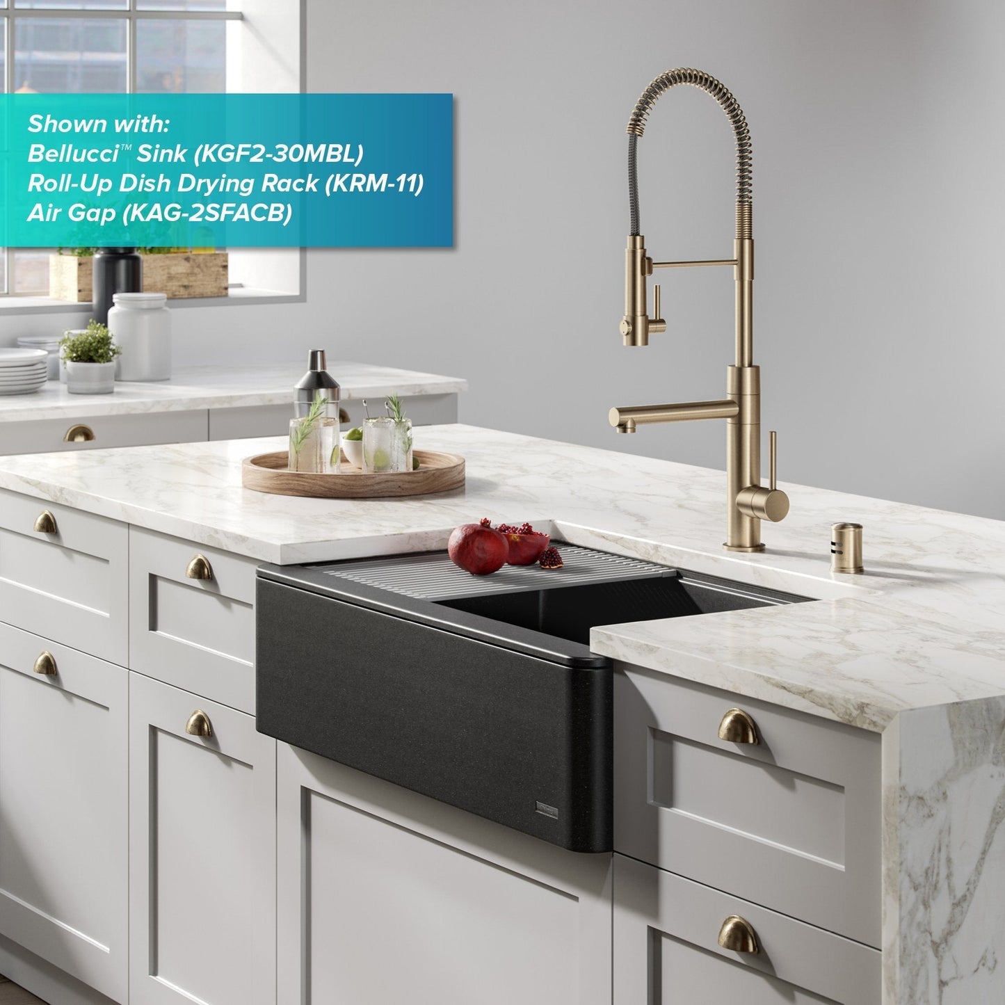 KRAUS Artec Pro 2-Function Commercial Style Pre-Rinse Kitchen Faucet in Spot Free Antique Champagne Bronze with Soap Dispenser - KPF-1603-KSD-53SFACB