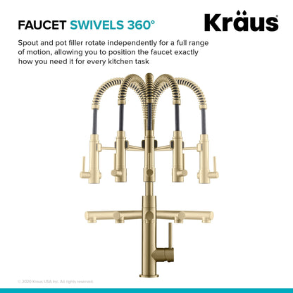 KRAUS Artec Pro 2-Function Commercial Style Pre-Rinse Kitchen Faucet in Spot Free Antique Champagne Bronze with Soap Dispenser - KPF-1603-KSD-53SFACB