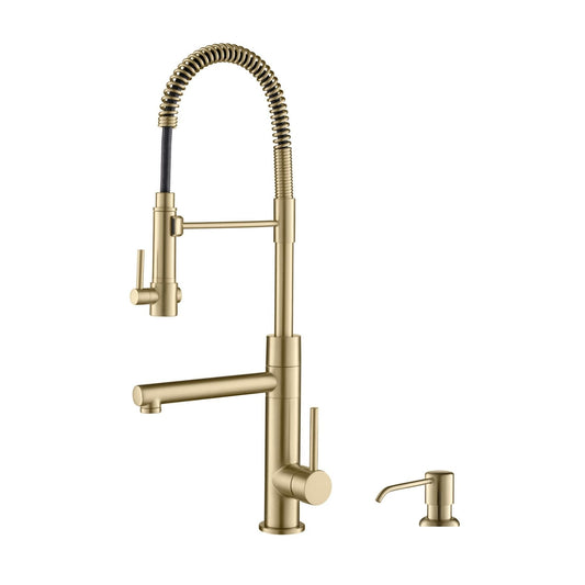 KRAUS Artec Pro 2-Function Commercial Style Pre-Rinse Kitchen Faucet in Spot Free Antique Champagne Bronze with Soap Dispenser - KPF-1603-KSD-53SFACB