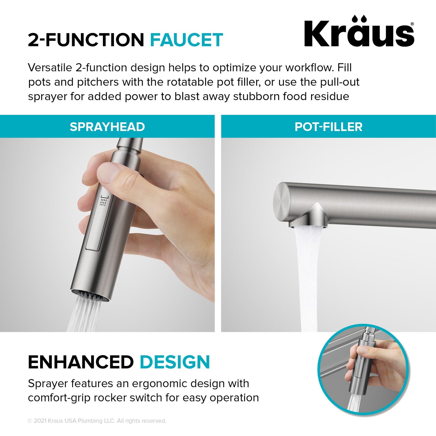 KRAUS Artec Pro Commercial Style Single Handle Kitchen Faucet with Pot Filler in Brushed Brass - KPF-1604BB - KPF-1604BB