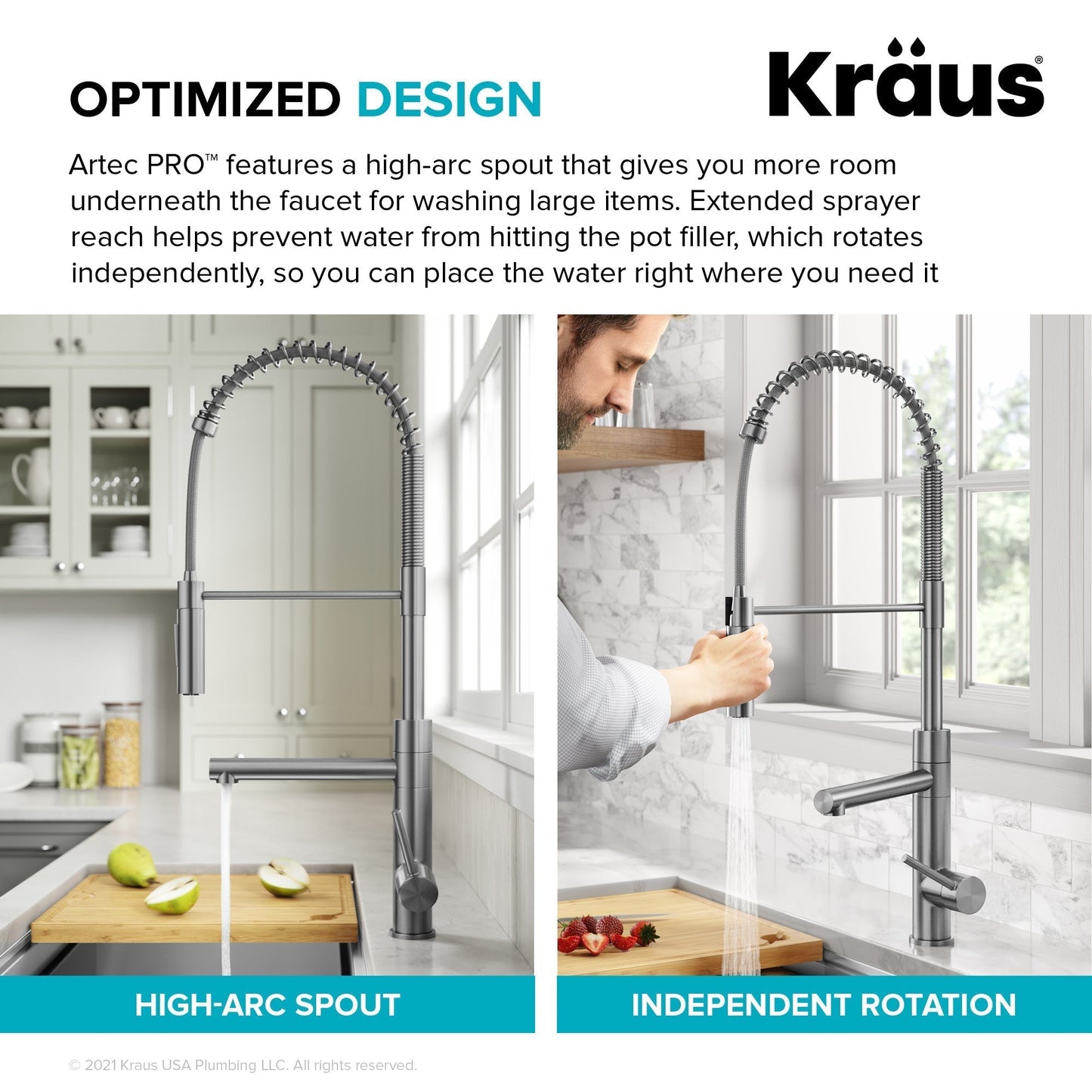 KRAUS Artec Pro Commercial Style Single Handle Kitchen Faucet with Pot Filler in Brushed Brass - KPF-1604BB - KPF-1604BB