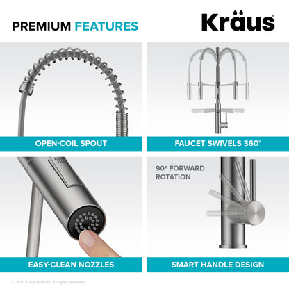 KRAUS Artec Pro Commercial Style Single Handle Kitchen Faucet with Pot Filler in Brushed Brass - KPF-1604BB - KPF-1604BB
