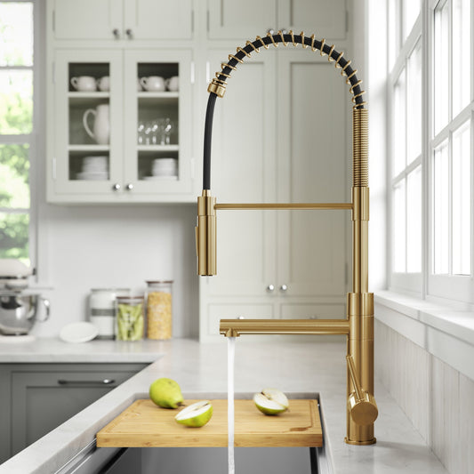 KRAUS Artec Pro Commercial Style Single Handle Kitchen Faucet with Pot Filler in Brushed Brass - KPF-1604BB - KPF-1604BB
