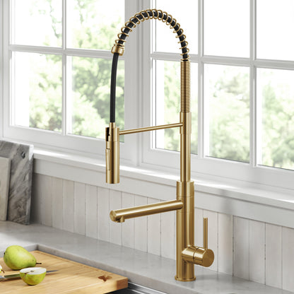 KRAUS Artec Pro Commercial Style Single Handle Kitchen Faucet with Pot Filler in Brushed Brass - KPF-1604BB - KPF-1604BB