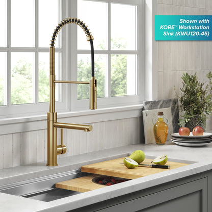 KRAUS Artec Pro Commercial Style Single Handle Kitchen Faucet with Pot Filler in Brushed Brass - KPF-1604BB - KPF-1604BB