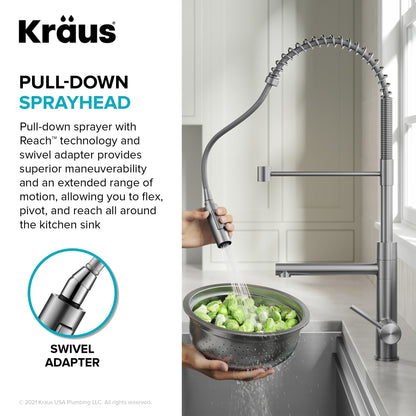 KRAUS Artec Pro Commercial Style Single Handle Kitchen Faucet with Pot Filler in Brushed Brass - KPF-1604BB - KPF-1604BB
