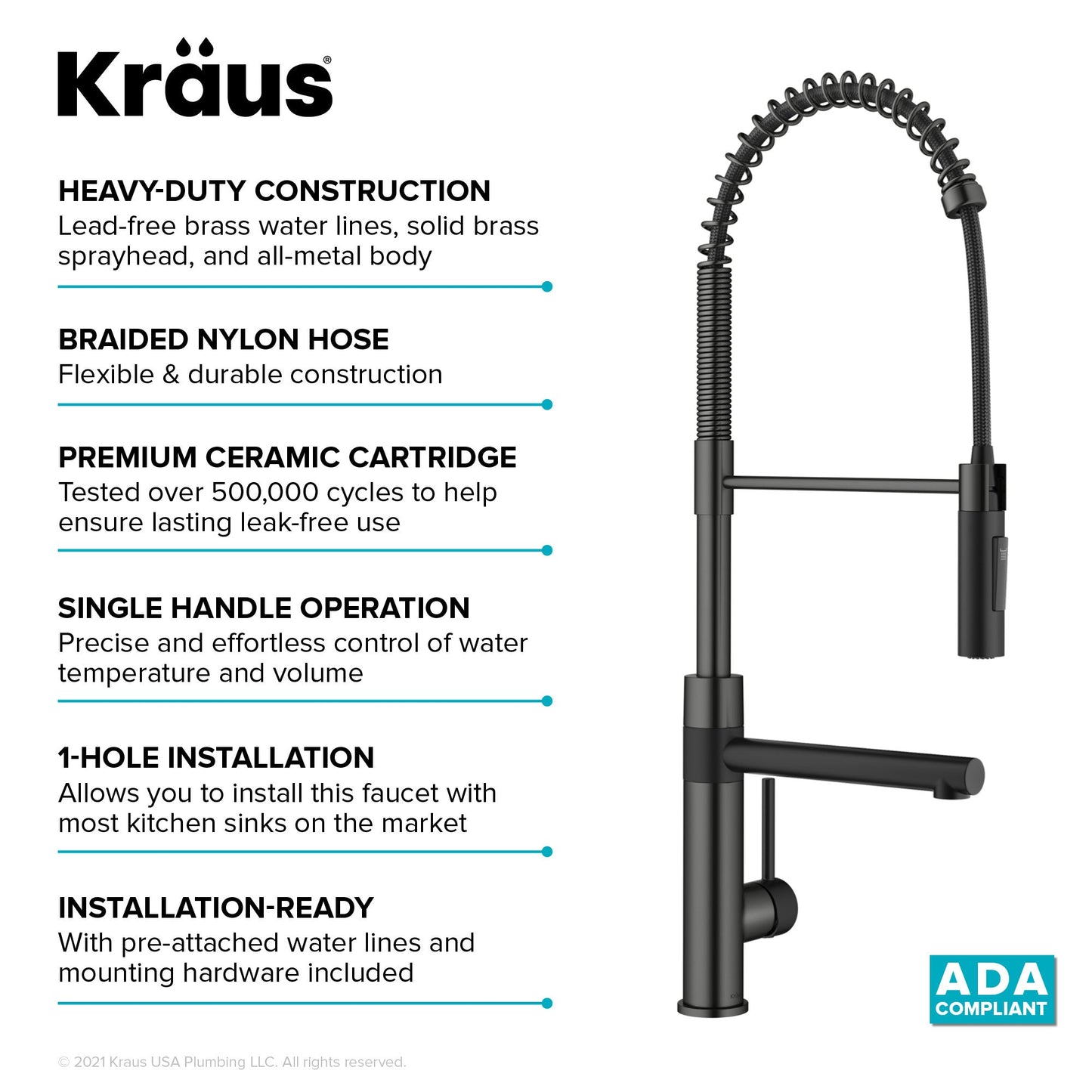 KRAUS Artec Pro Commercial Style Single Handle Kitchen Faucet with Pot Filler in Matte Black / Spot Free Black Stainless Steel - KPF-1604MBSFSB