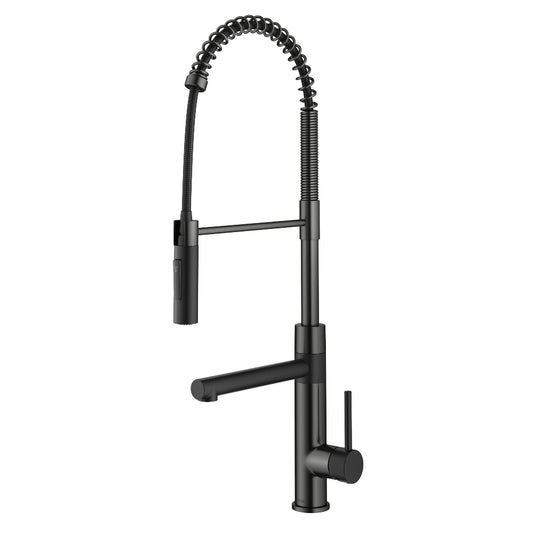 KRAUS Artec Pro Commercial Style Single Handle Kitchen Faucet with Pot Filler in Matte Black / Spot Free Black Stainless Steel - KPF-1604MBSFSB