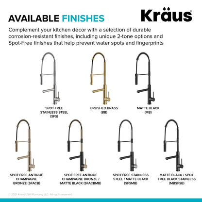 KRAUS Artec Pro Commercial Style Single Handle Kitchen Faucet with Pot Filler in Spot Free Antique Champagne Bronze - KPF-1604SFACB