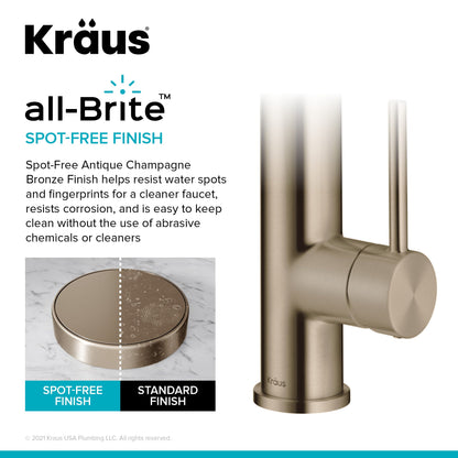 KRAUS Artec Pro Commercial Style Single Handle Kitchen Faucet with Pot Filler in Spot Free Antique Champagne Bronze - KPF-1604SFACB