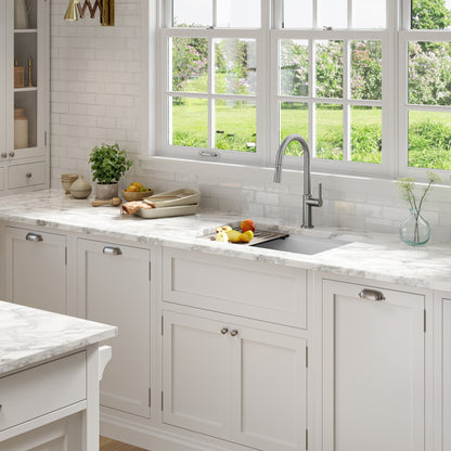 KRAUS Bellucci Workstation 30" Undermount Granite Composite Single Bowl Kitchen Sink in White with Accessories - KGUW1-30WH