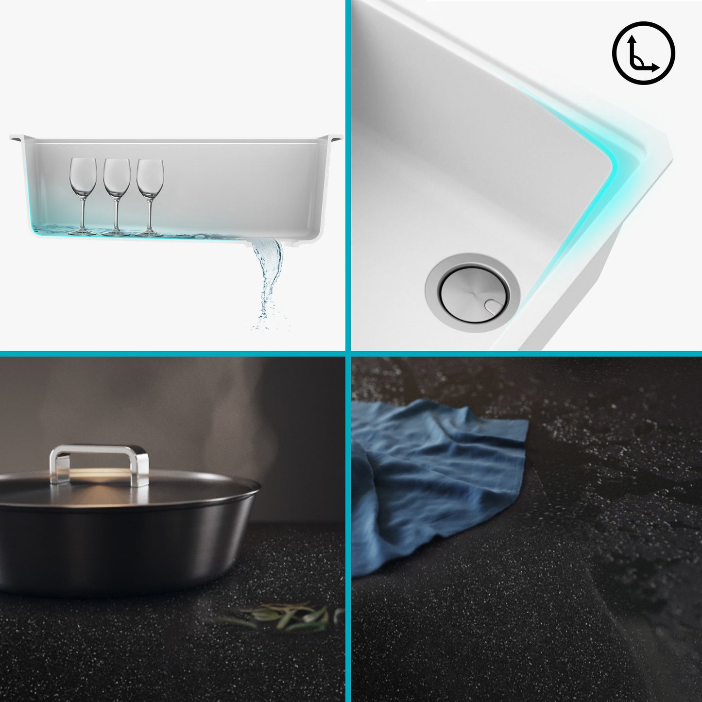 KRAUS Bellucci Workstation 30" Undermount Granite Composite Single Bowl Kitchen Sink in White with Accessories - KGUW1-30WH