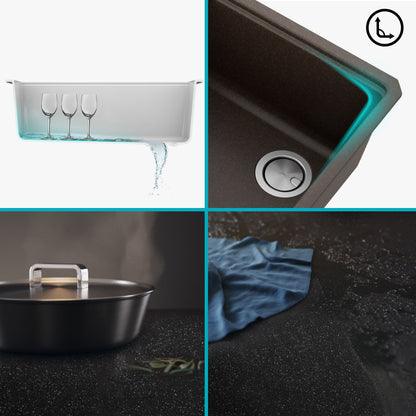 KRAUS Bellucci Workstation 30" Undermount Granite Composite Single Bowl Kitchen Sink with Accessories - KGUW2-30MBL