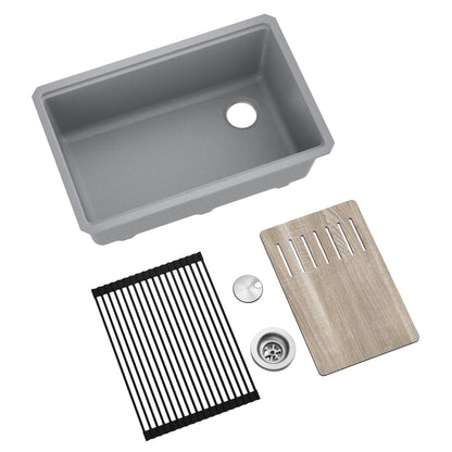 KRAUS Bellucci Workstation 30" Undermount Granite Composite Single Bowl Kitchen Sink with Accessories - KGUW2-30MBL