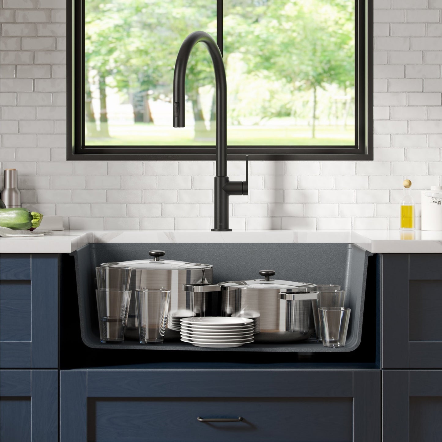 KRAUS Bellucci Workstation 30" Undermount Granite Composite Single Bowl Kitchen Sink with Accessories - KGUW2-30MBL