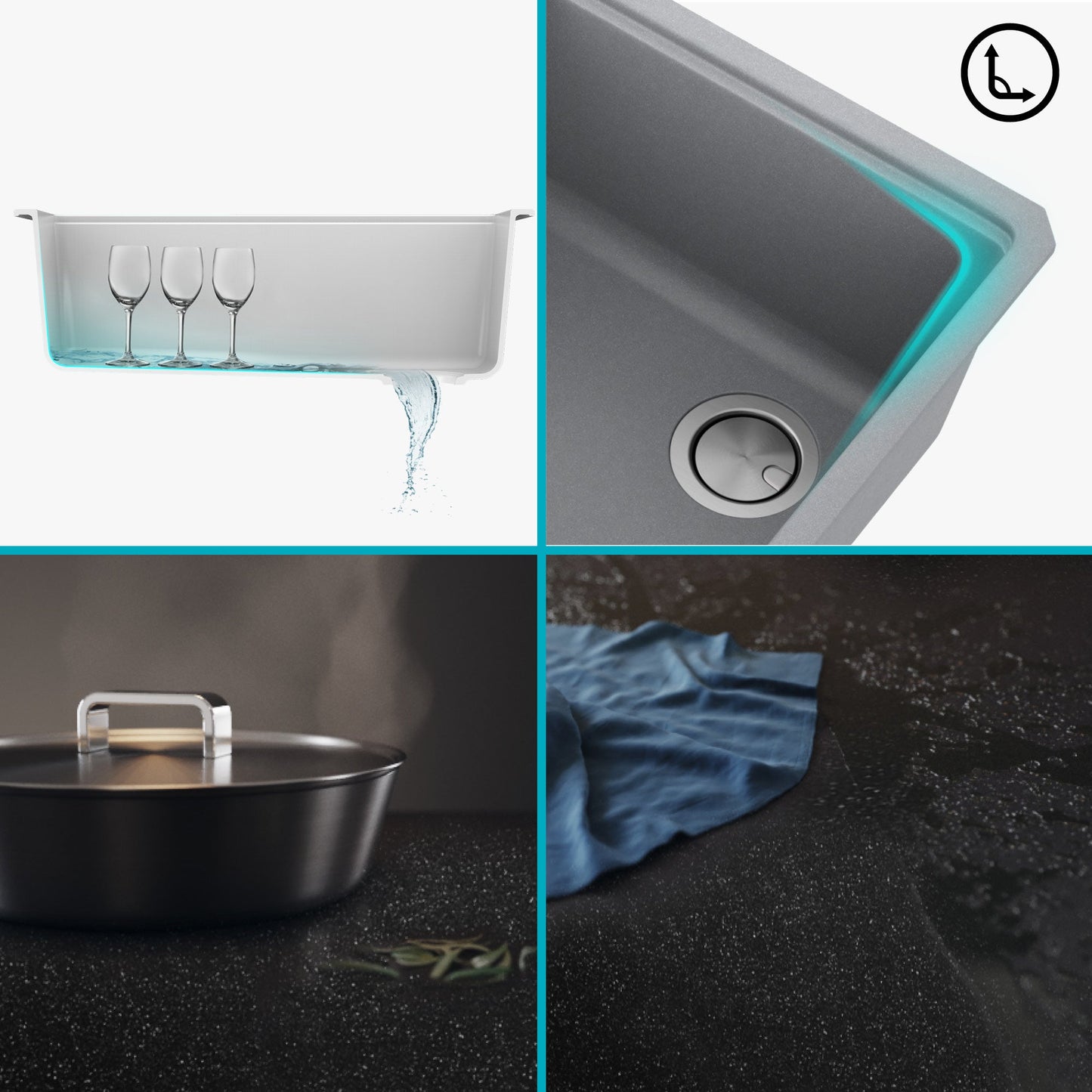 KRAUS Bellucci Workstation 30" Undermount Granite Composite Single Bowl Kitchen Sink with Accessories - KGUW2-30MBL