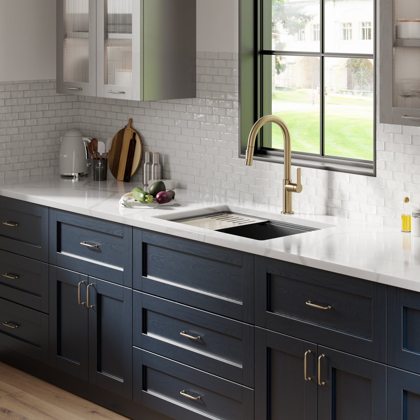 KRAUS Bellucci Workstation 30" Undermount Granite Composite Single Bowl Kitchen Sink with Accessories - KGUW2-30MBL