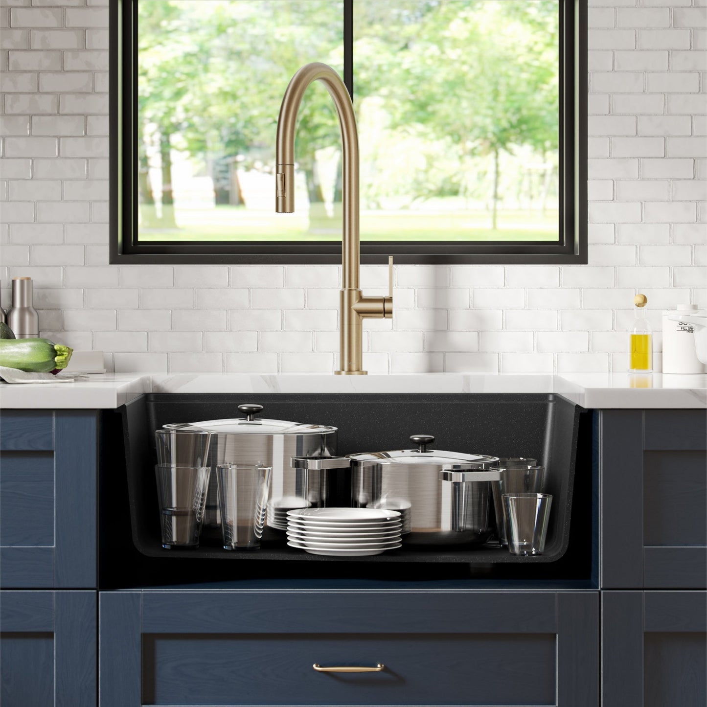 KRAUS Bellucci Workstation 30" Undermount Granite Composite Single Bowl Kitchen Sink with Accessories - KGUW2-30MBL