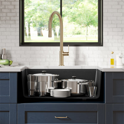 KRAUS Bellucci Workstation 30" Undermount Granite Composite Single Bowl Kitchen Sink with Accessories - KGUW2-30MBL