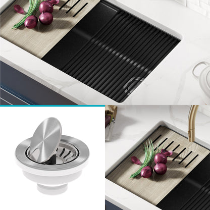 KRAUS Bellucci Workstation 30" Undermount Granite Composite Single Bowl Kitchen Sink with Accessories - KGUW2-30MBL