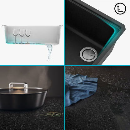 KRAUS Bellucci Workstation 30" Undermount Granite Composite Single Bowl Kitchen Sink with Accessories - KGUW2-30MBL