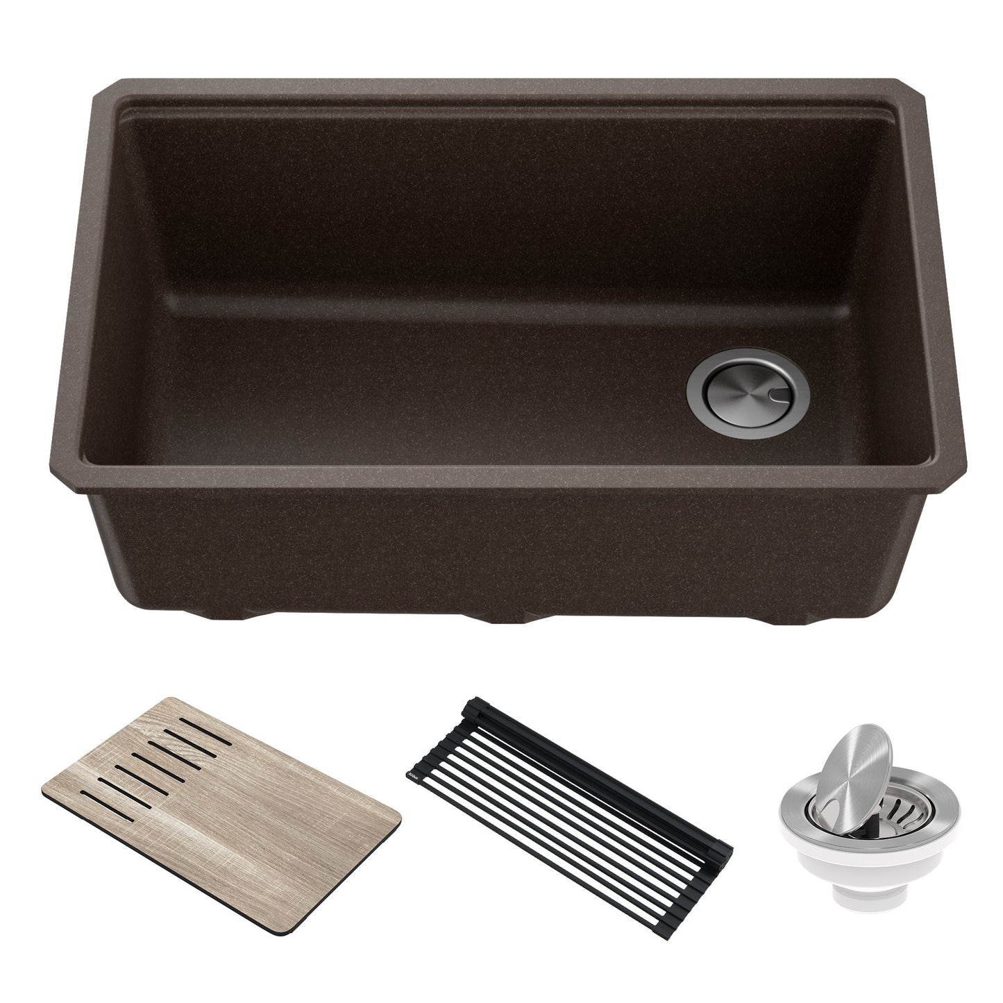 KRAUS Bellucci Workstation 30" Undermount Granite Composite Single Bowl Kitchen Sink with Accessories - KGUW2-30MBL