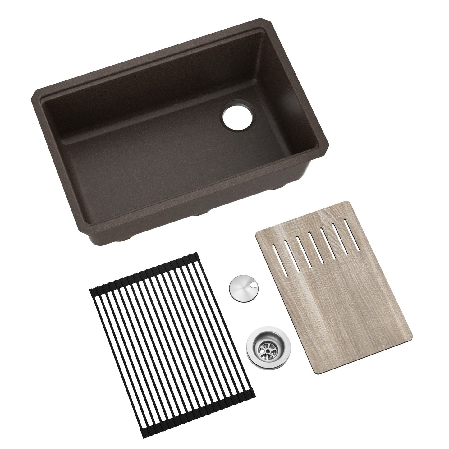 KRAUS Bellucci Workstation 30" Undermount Granite Composite Single Bowl Kitchen Sink with Accessories - KGUW2-30MBL