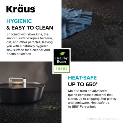 KRAUS Bellucci Workstation 33" Drop-In Granite Composite Kitchen Sink with Accessories - KGTW2-33MBL